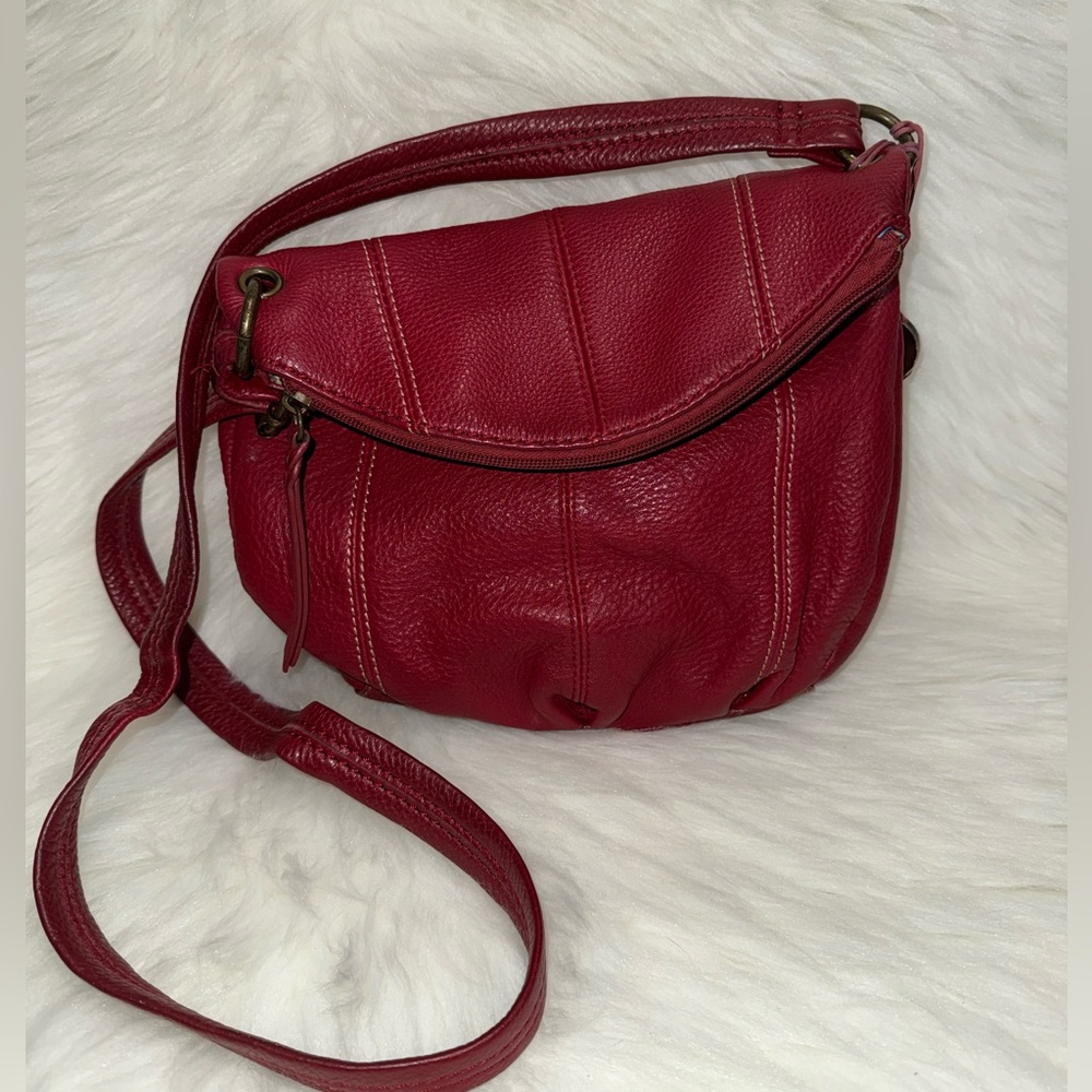 The Sak Deep Red Leather Mini Crossbody Bag